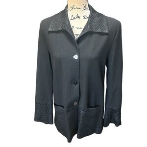 Anna Kaszer 3 Button Front Black Blazer Sz 40